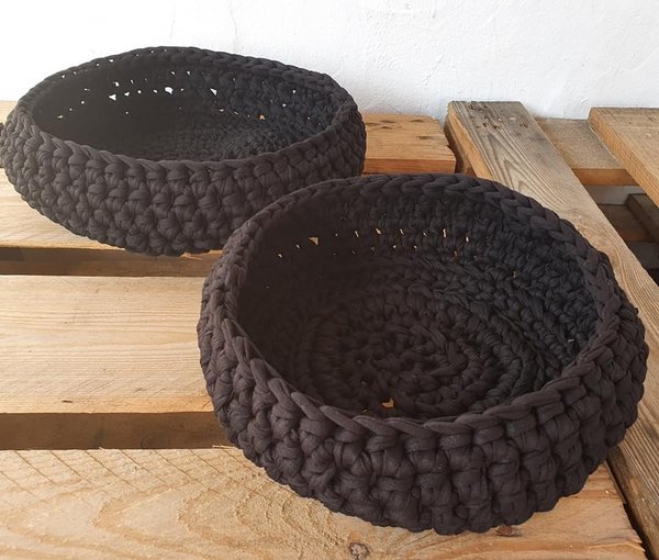 Körbchen Duo, Recyclinggarn schwarz handmade