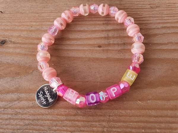 Message Armband "HOPE", handmade rosa