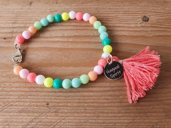 Boho Armband Rainbow mit Quast, handmade