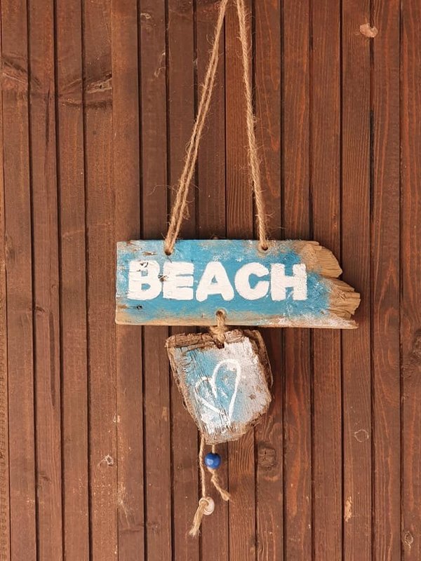 Original Treibholz-Schild "Beach Love", handpainted